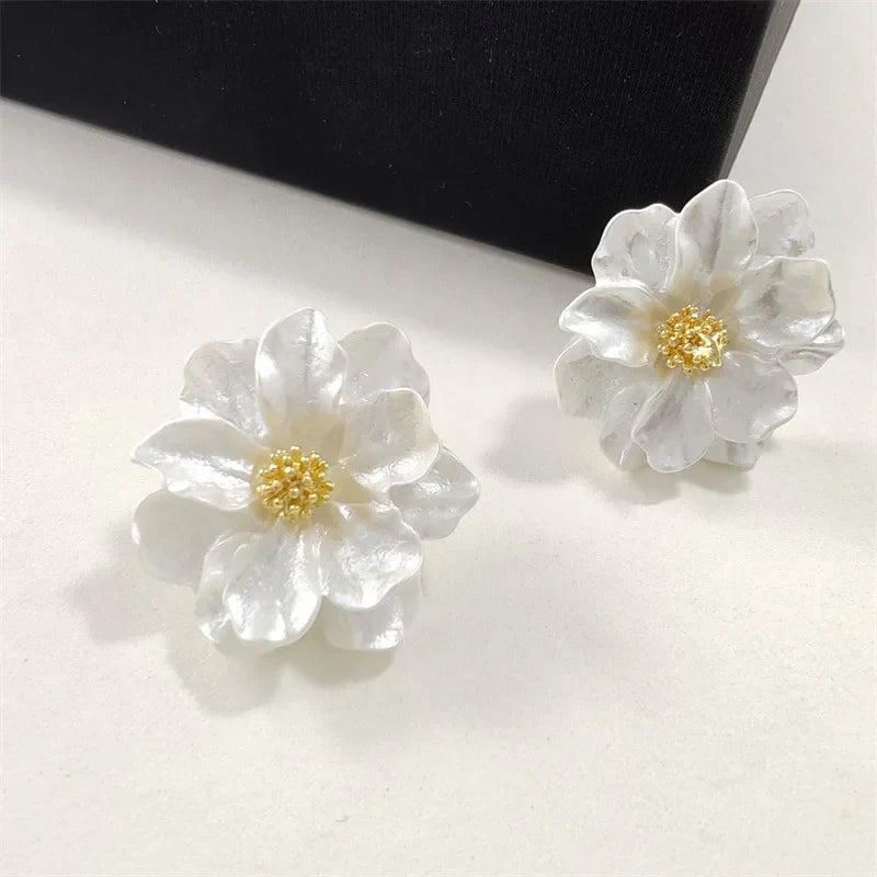 Chic White Acrylic Stud Earrings