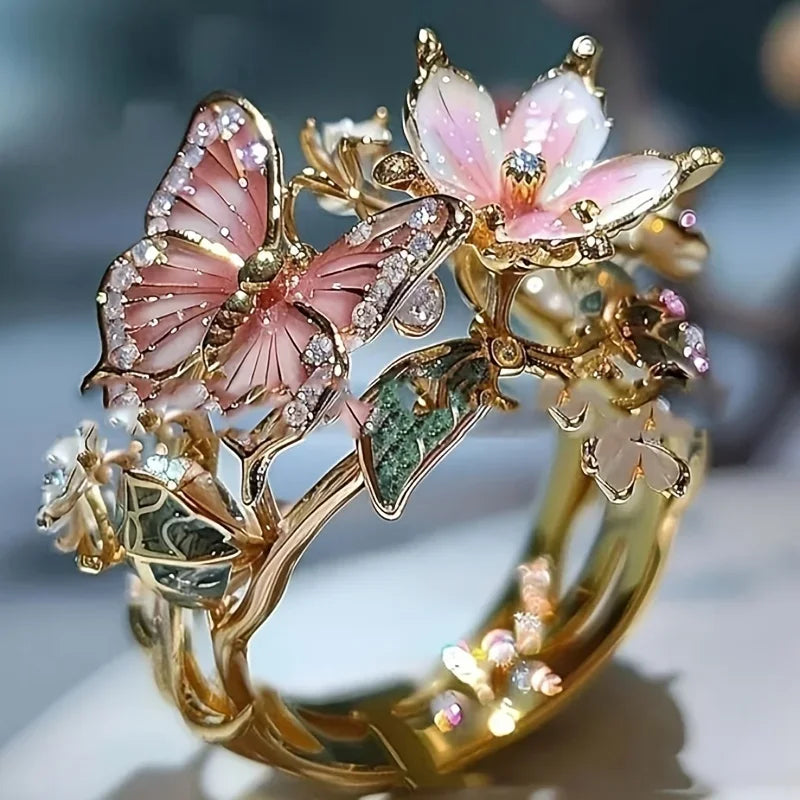 Brilliant Nature Butterfly Ring with Zirconia