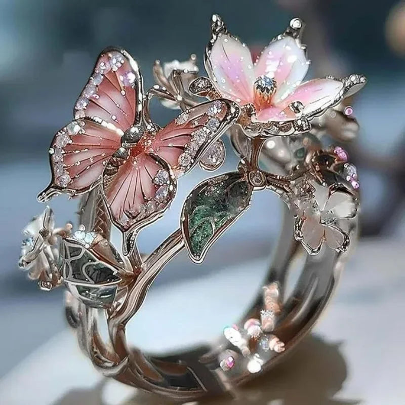 Brilliant Nature Butterfly Ring with Zirconia