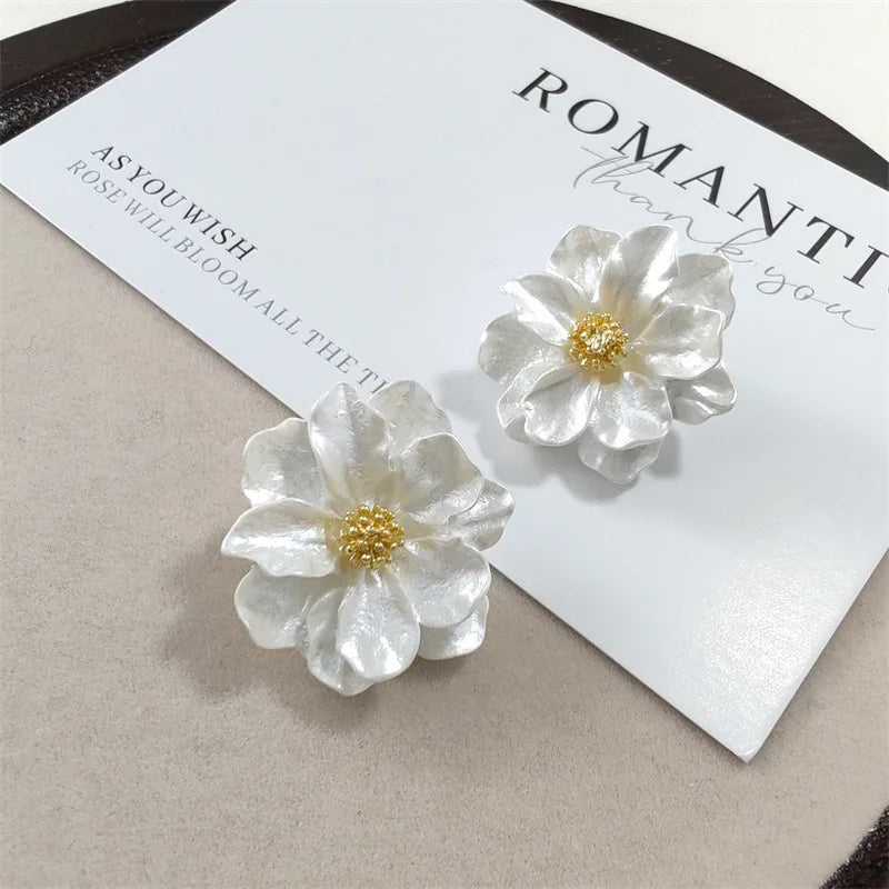 Chic White Acrylic Stud Earrings