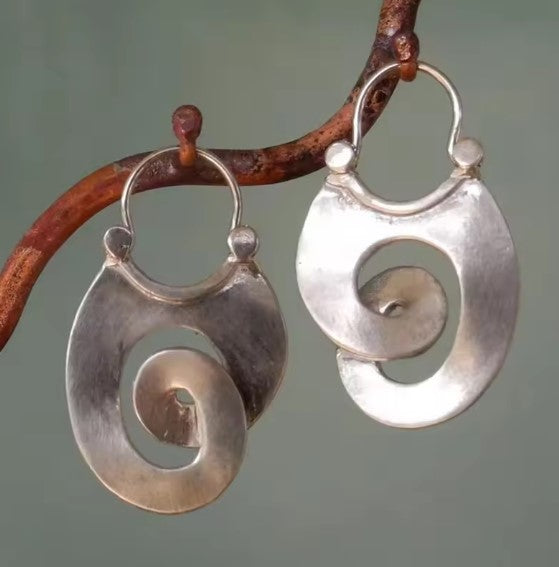 Vintage Silver Earrings with Spiral