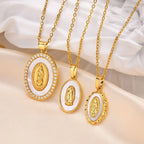 Necklace with Oval Virgin Mary Pendant