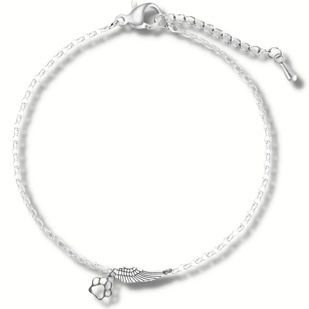 Memorial Bracelet in Silver with Angel Wing and Footprint | Handmade