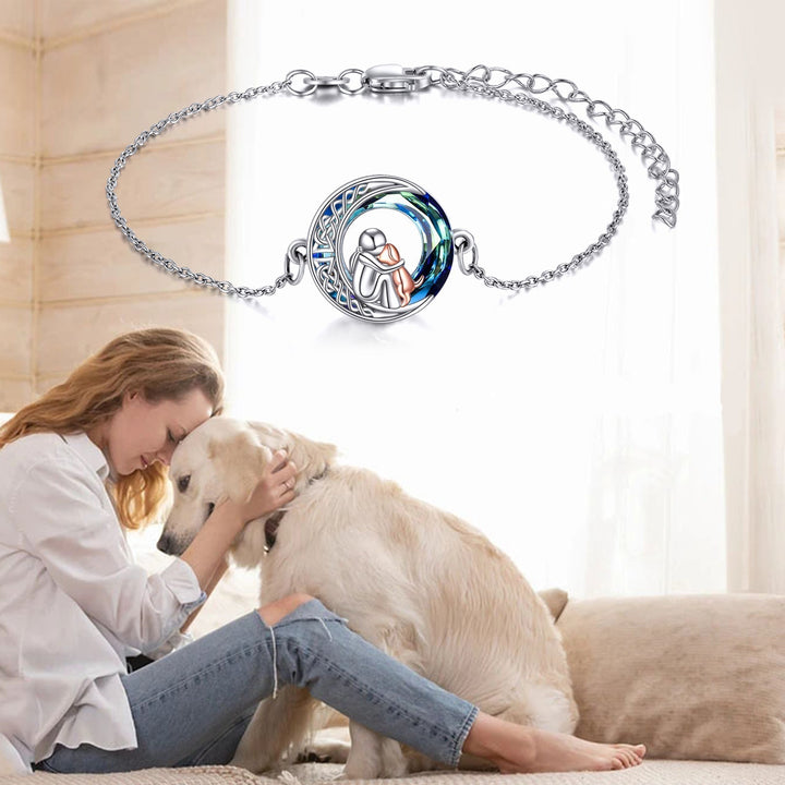Adjustable Bracelet with Silver Dog Pendant