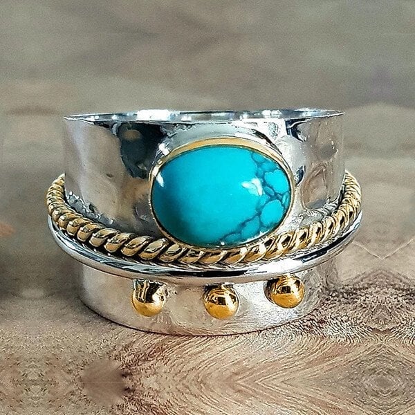 Wide ring with turquoise