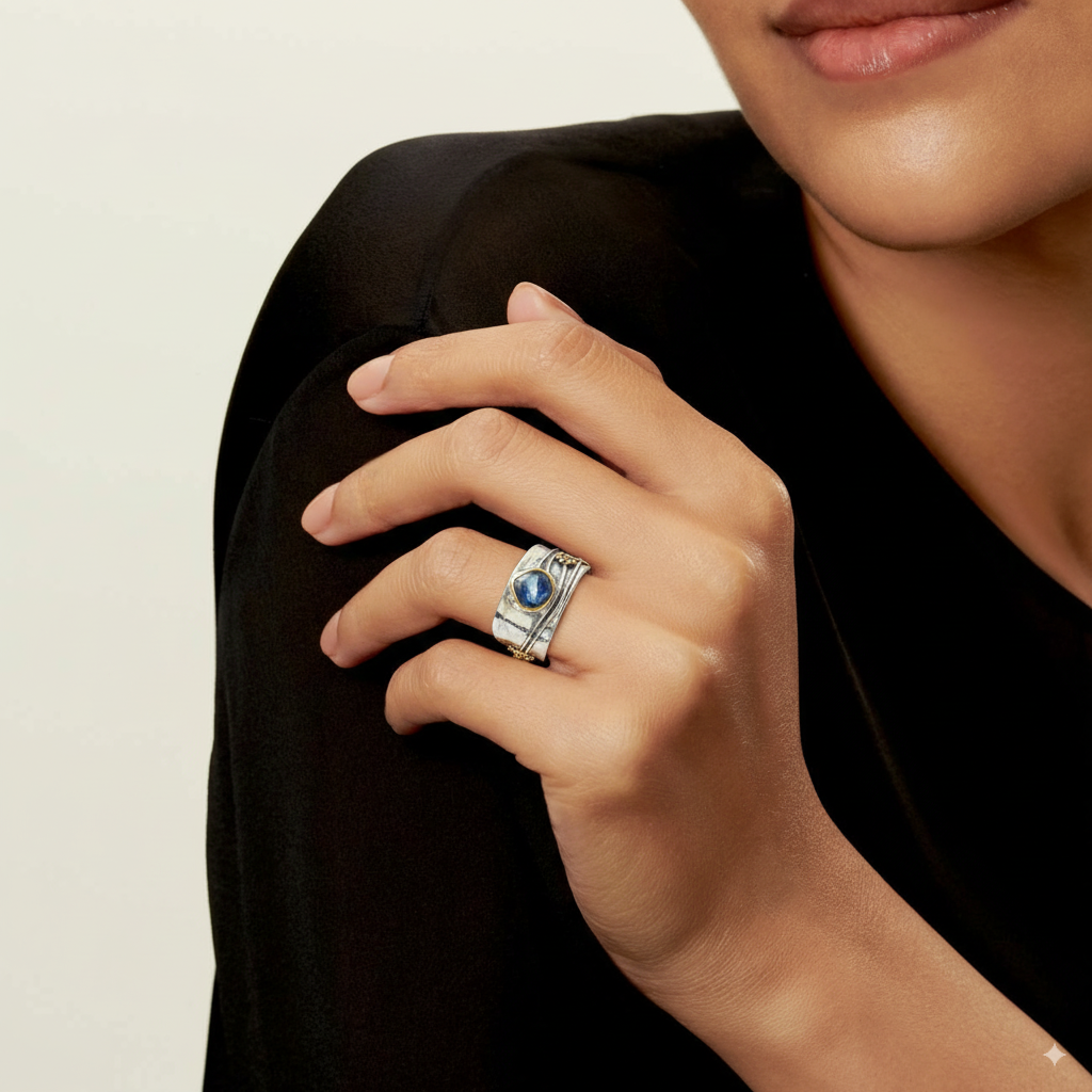 Vintage Ring with Blue Crystal