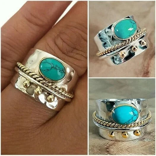 Wide ring with turquoise
