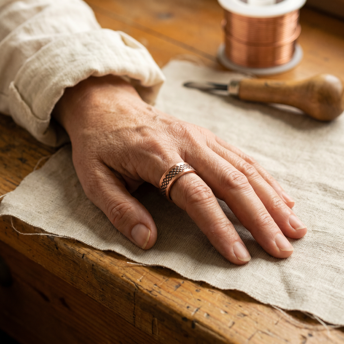 Olivia's Grid Copper Ring