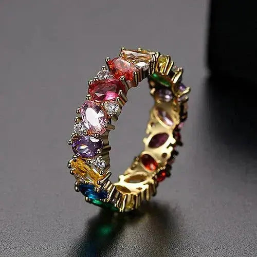Vintage Ring with Multicoloured Zirconias