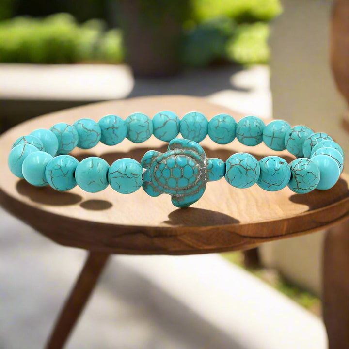 Exclusive Bracelets with Natural Stone Beads in Turtle Shape