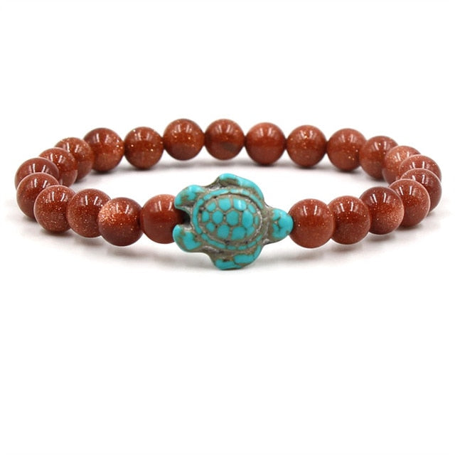 Exclusive Bracelets with Natural Stone Beads in Turtle Shape