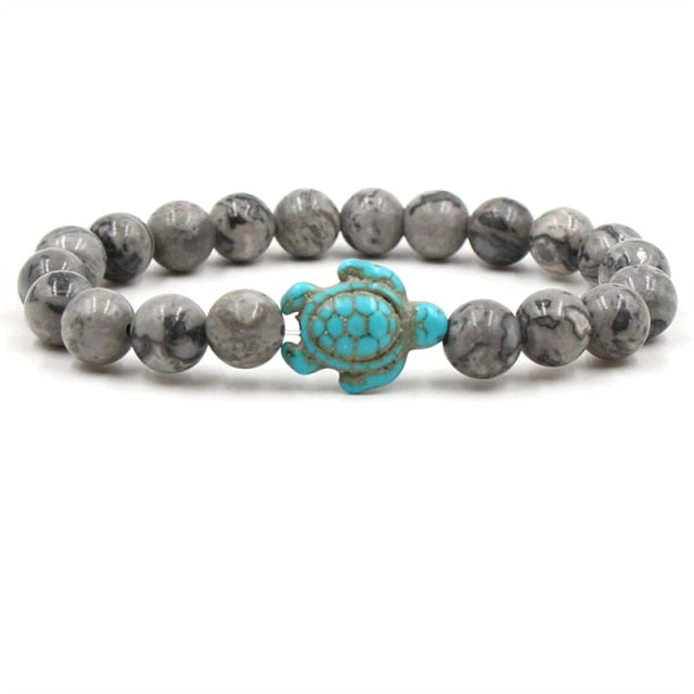 Exclusive Bracelets with Natural Stone Beads in Turtle Shape