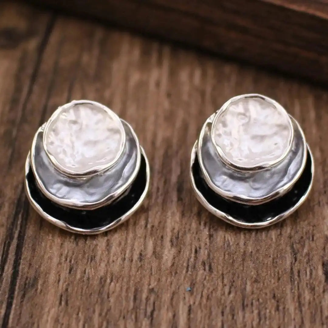 Ocean Hand-Painted Layered Earrings