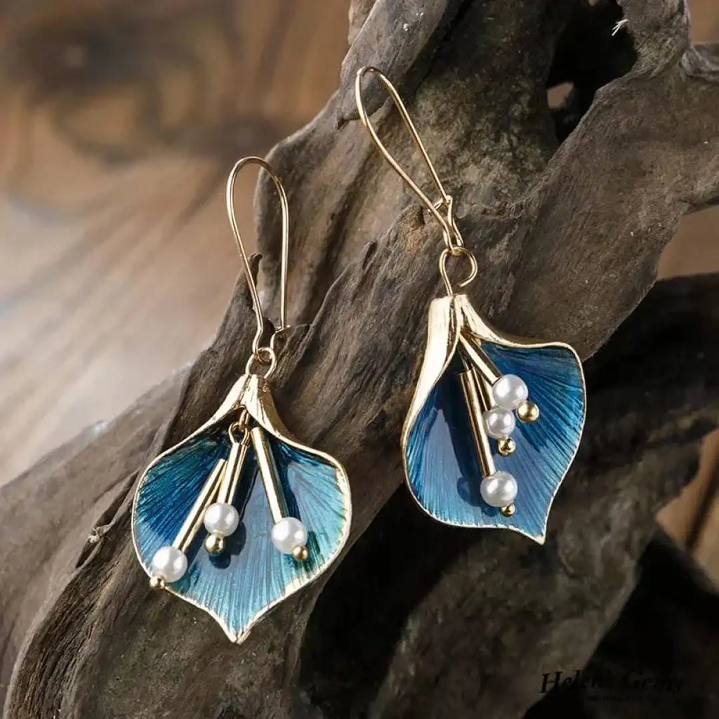 Vintage Blue Lotus Earrings